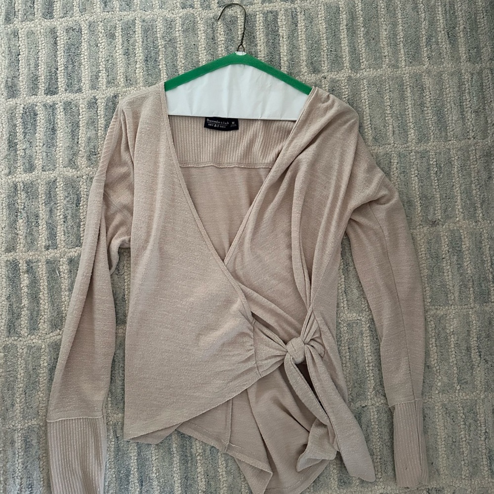 Abercrombie & Fitch Tan Wrap Bodysuit Long Sleeve
